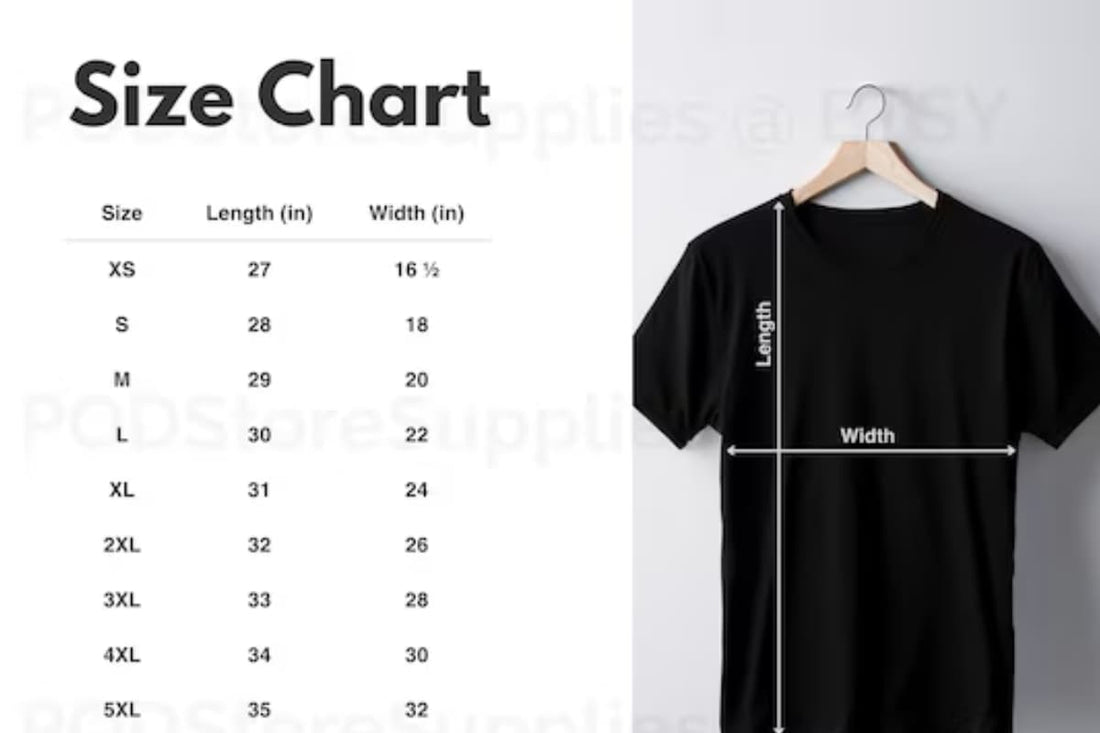 Mens t shirt size chart showing chest measurement and perfect fit guide for men in Pakistan 2026