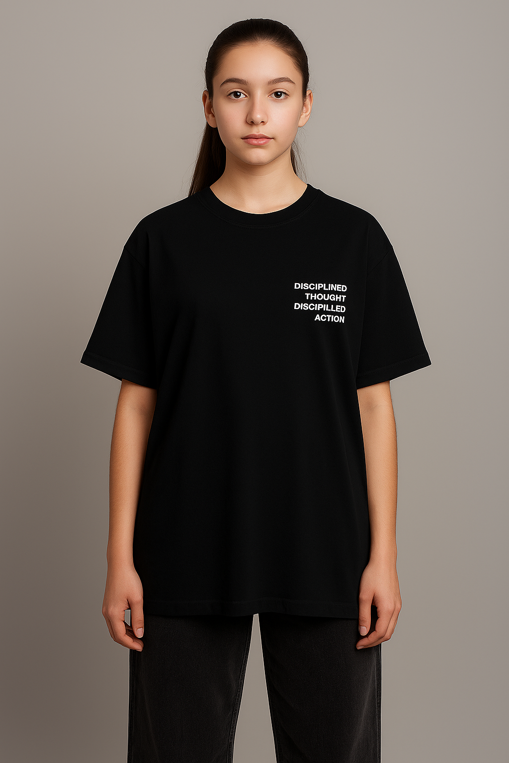 Caution Swirl Graphic Oversized T-Shirt in Black