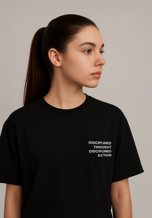 Caution Swirl Graphic Oversized T-Shirt in Black