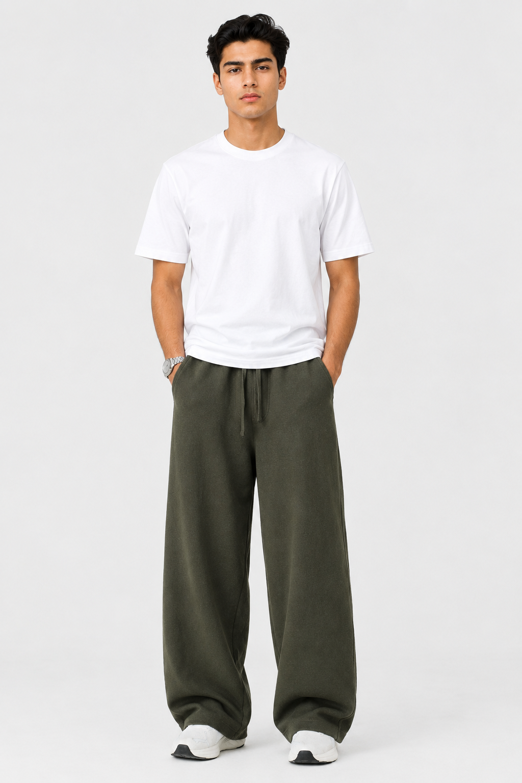 Crew Neck Plain White T Shirt - Men