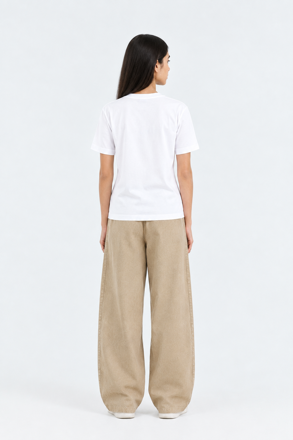 Crew Neck Plain White T Shirt - Women