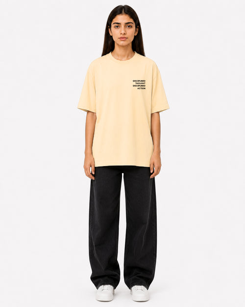 Caution Swirl Print Oversized Tee | Women - Pale Yellow