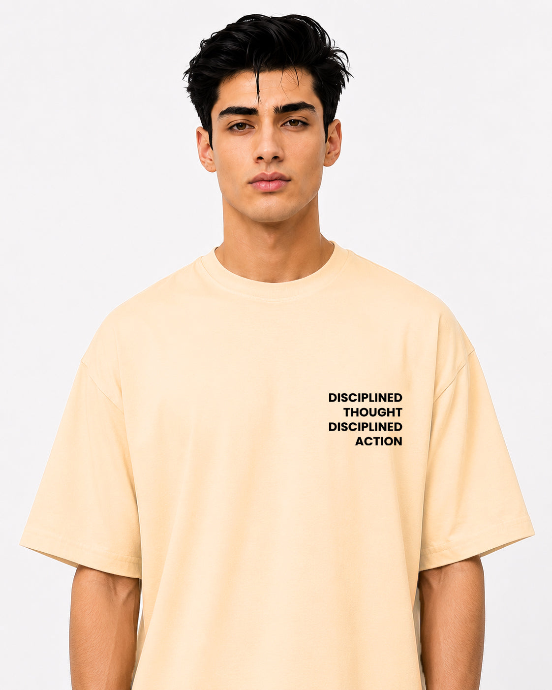 Caution Swirl Print Oversized Tee | Men - Pale Yellow